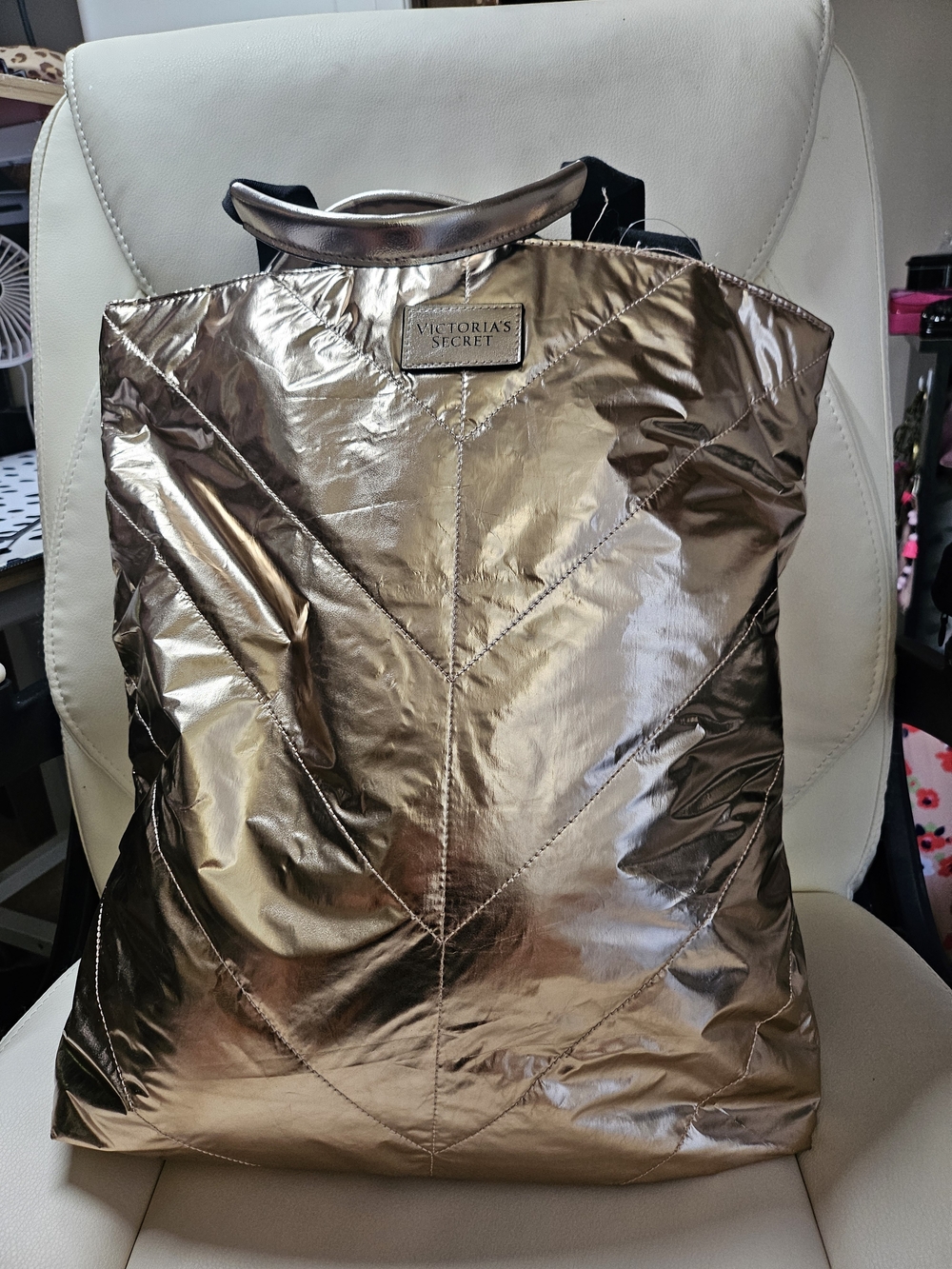 Victoria's Secret Metallic Gold Tote Bag